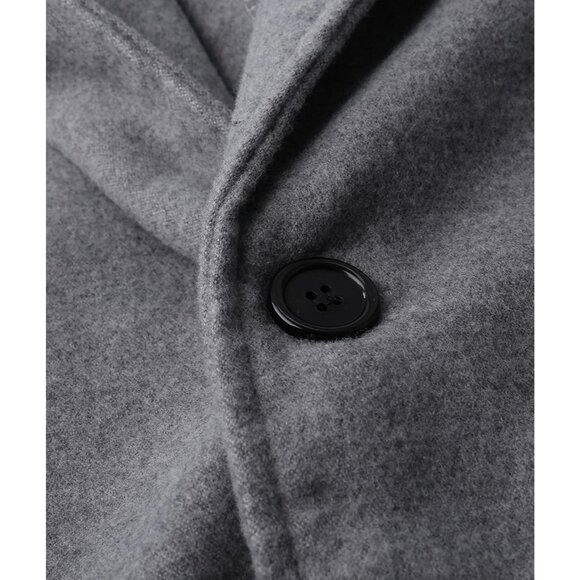 Men's Grey Slim Fit Casual Trench Coat Notched Collar Pea Coat with Pockets - Picture 5 of 6